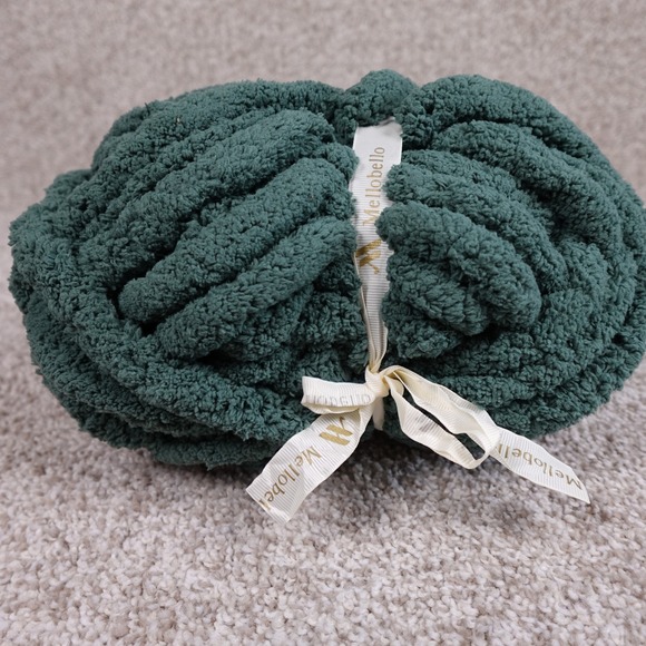 Mellobello Other - Mellobello Dark Green Super Chunky Yarn 8 oz Jumbo Chenille Soft Crafting Skein